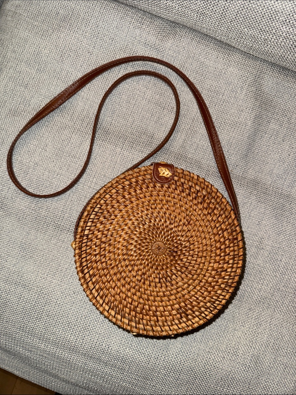 ASOS Round Woven Crossbody Bag in Brown